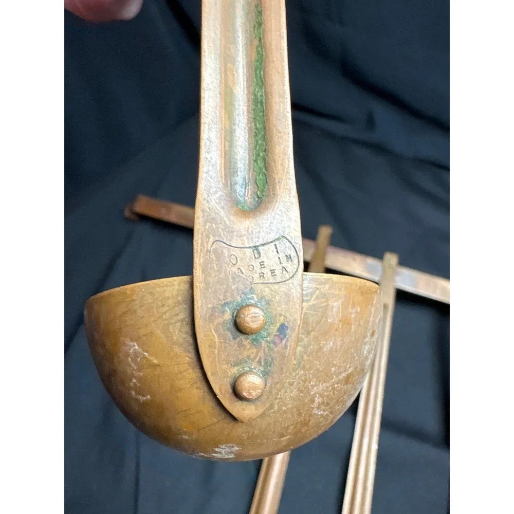 Vintage ODI Copper Kitchen Tool Set Hanging Wall Rack 5 Utensils Made in Korea